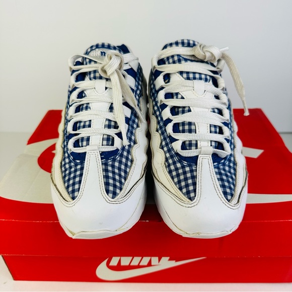 Nike Air Max 95 QS GS Gingham White Shoes Sneakers AH3808-101 Youth Size 6.5Y - Picture 5 of 10